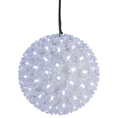 LED Lighted Starlight Floral Hanging Sphere Outdoor Christmas Decoration - 7.5" - Pure White