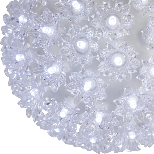 LED Lighted Starlight Floral Hanging Sphere Outdoor Christmas Decoration - 7.5" - Pure White