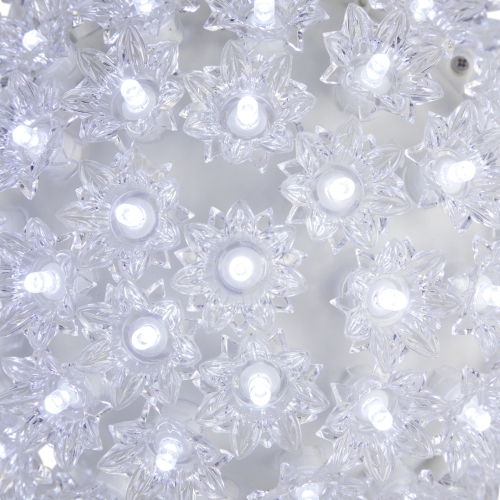 LED Lighted Starlight Floral Hanging Sphere Outdoor Christmas Decoration - 7.5" - Pure White