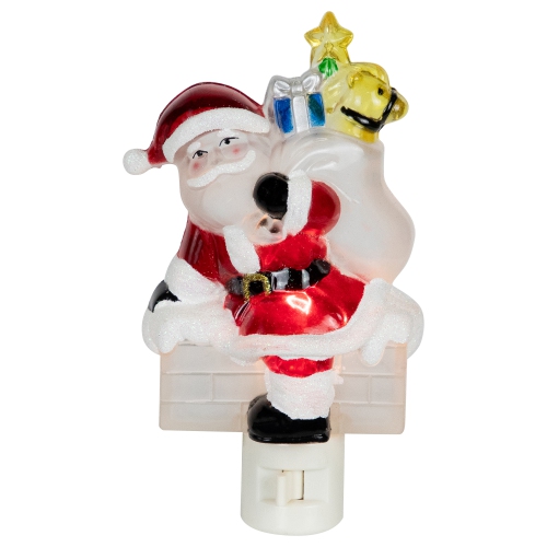 Glittered Santa Climbing Chimney Christmas Night Light - 6.25"