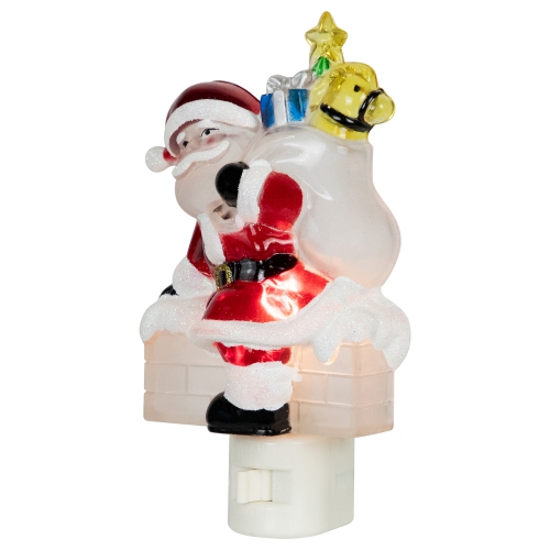 Glittered Santa Climbing Chimney Christmas Night Light - 6.25"