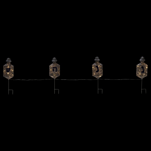 Marqueurs d'allée extérieurs lumineux Hanoukka Dreidel de LED - 10,75 po - Ensemble de 4