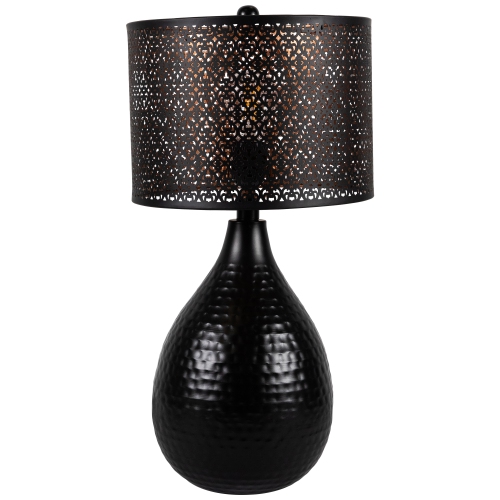 Teardrop Iron Table Lamp with Laser-Cut Shade - 20" - Black and Copper