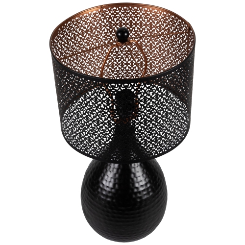 Teardrop Iron Table Lamp with Laser-Cut Shade - 20" - Black and Copper