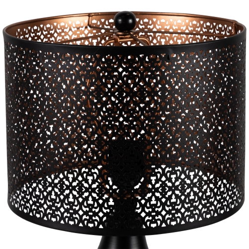 Teardrop Iron Table Lamp with Laser-Cut Shade - 20" - Black and Copper