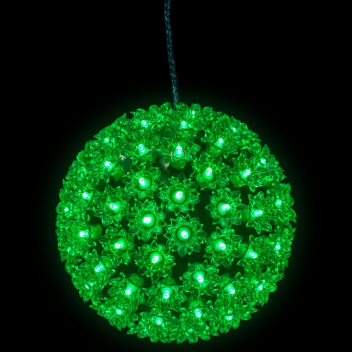 NORTHLIGHT  Led Lighted Starlight Floral Sphere Outdoor Hanging Christmas Decoration- 7.5" - Lights In Green
