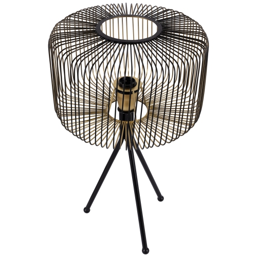 Iron Table Lamp with Wire Cylinder Shade - 19.5" - Black and Gold