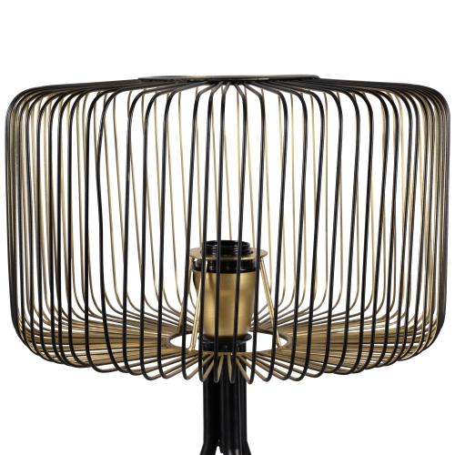 Iron Table Lamp with Wire Cylinder Shade - 19.5" - Black and Gold