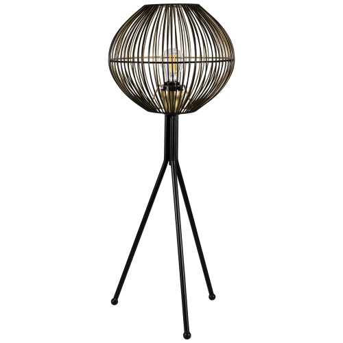 Iron Table Lamp with Wire Shade - 29.75" - Black and Gold