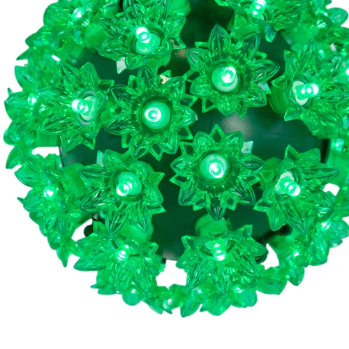 LED Lighted Starlight Floral Sphere Outdoor Hanging Christmas Decoration- 6" - Green Lights