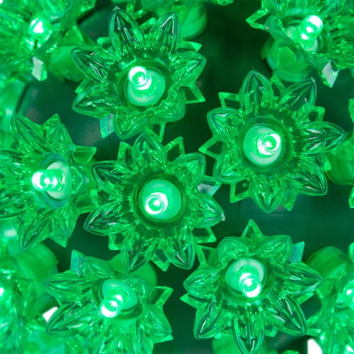 LED Lighted Starlight Floral Sphere Outdoor Hanging Christmas Decoration- 6" - Green Lights