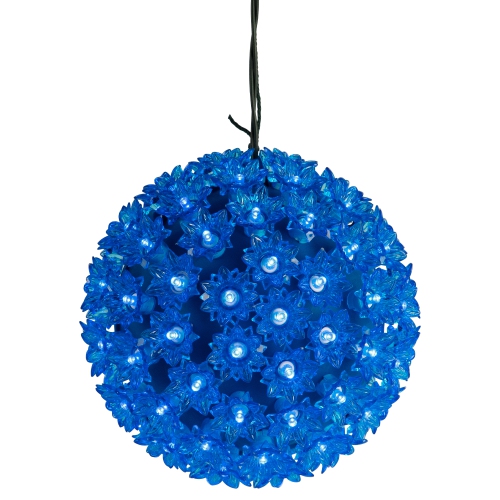 LED Lighted Hanging Starlight Floral Sphere Outdoor Christmas Decoration- 7.5" - Blue
