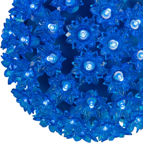 LED Lighted Hanging Starlight Floral Sphere Outdoor Christmas Decoration- 7.5" - Blue