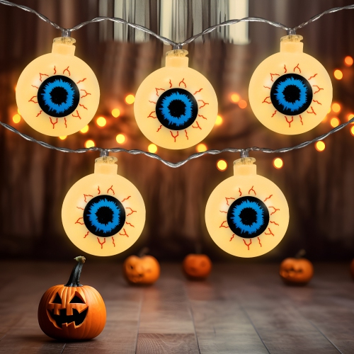 NORTHLIGHT  Led Bloodshot Eyeball Halloween Lights - 4.5' Clear Wire - Warm Lights - 10Ct In White