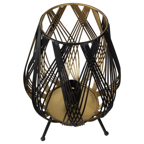 Cage-Style Iron Table Lamp - 12" - Black and Gold