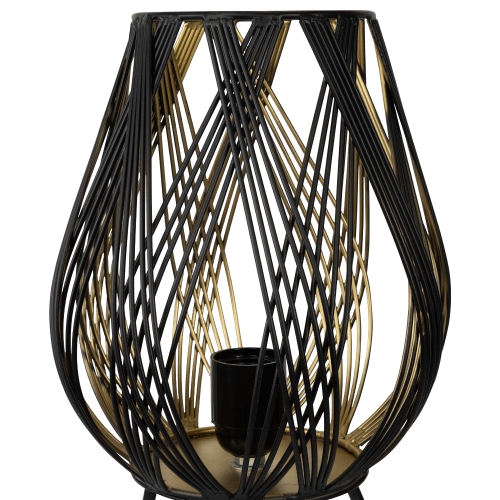 Cage-Style Iron Table Lamp - 12" - Black and Gold