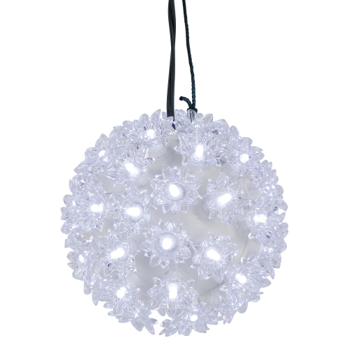 LED Lighted Starlight Hanging Sphere Outdoor Christmas Decoration - 6" - Pure White - 13' Green Wire