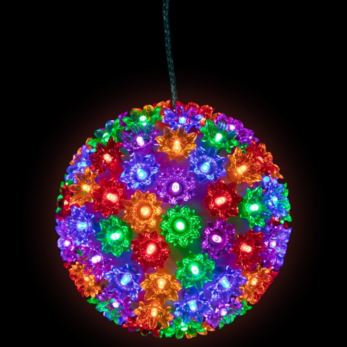 NORTHLIGHT  Led Lighted Starlight Floral Hanging Sphere Outdoor Christmas Decoration - 7.5" - Multicolor