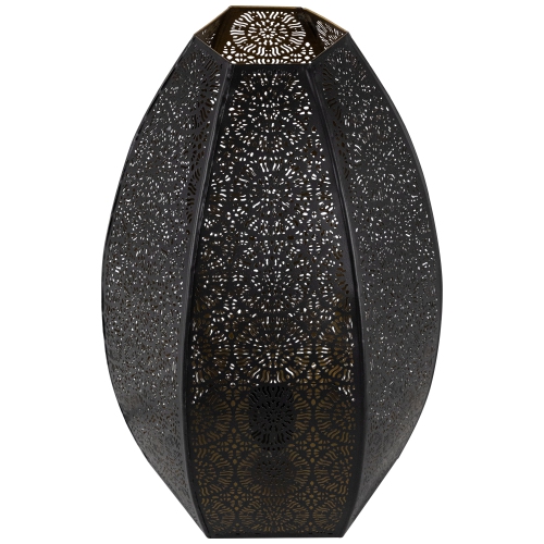 Laser-Cut Moroccan-Style Mandalas Iron Table Lamp - 15.75" - Black