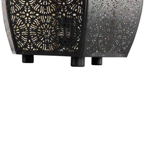 Laser-Cut Moroccan-Style Mandalas Iron Table Lamp - 15.75" - Black
