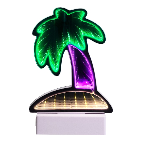 LED Lighted 3D Palm Tree Infinity Mirror - 8"