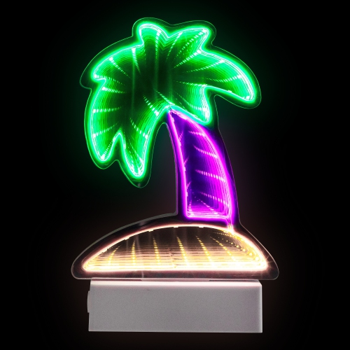 LED Lighted 3D Palm Tree Infinity Mirror - 8"