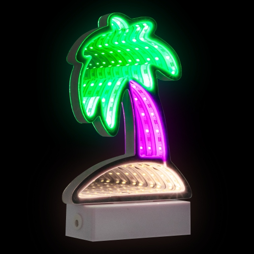 LED Lighted 3D Palm Tree Infinity Mirror - 8"