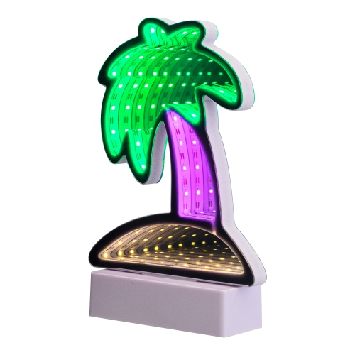 LED Lighted 3D Palm Tree Infinity Mirror - 8"