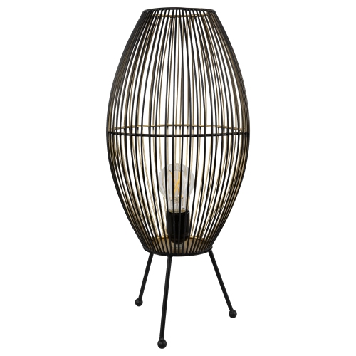 Oval Cage-Style Iron Table Lamp - 20" - Black and Gold