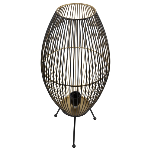 Oval Cage-Style Iron Table Lamp - 20" - Black and Gold