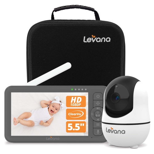 LEVANA  Nala Video Baby Monitor No Wifi, 1080P Ptz Camera, 5.5”1080P Monitor, Night Vision, 1000Ft Range, 5000Mah Battery, Carrying Case, 2 Year