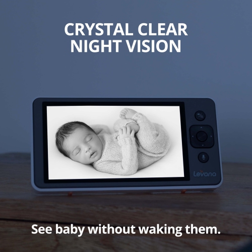 Levana Ella Video Baby Monitor No WIFI, 2 720P HD PTZ Cameras & 5” 720P HD Monitor, 22 Hours Battery Life, Up to 1000ft. Range, Premium Carrying