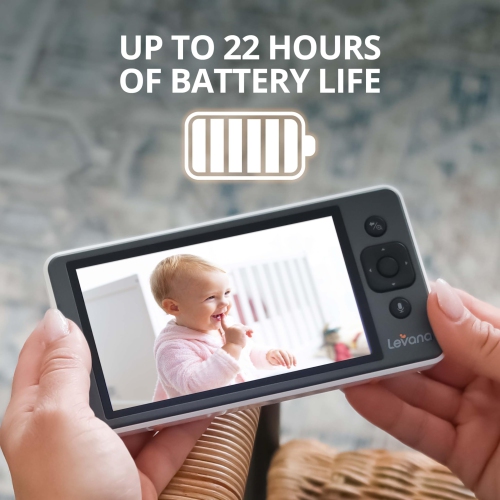 Levana Ella Video Baby Monitor No WIFI, 2 720P HD PTZ Cameras & 5” 720P HD Monitor, 22 Hours Battery Life, Up to 1000ft. Range, Premium Carrying