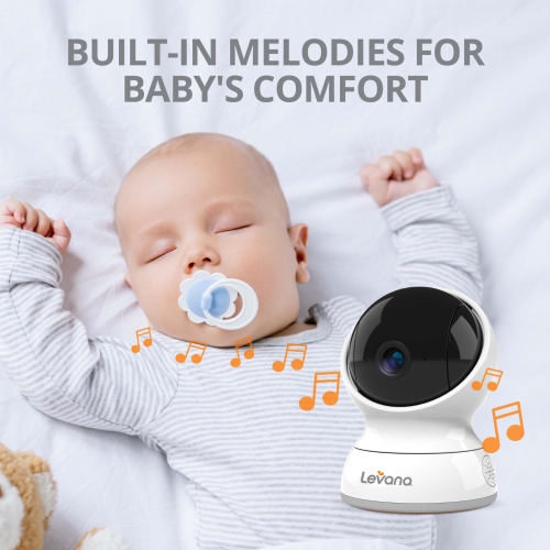 Levana Ella Video Baby Monitor No WIFI, 2 720P HD PTZ Cameras & 5” 720P HD Monitor, 22 Hours Battery Life, Up to 1000ft. Range, Premium Carrying
