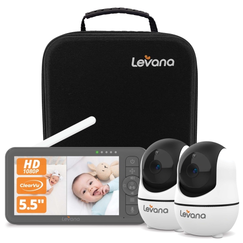 LEVANA  Nala Video Baby Monitor No Wifi, 2X 1080P Ptz Cameras, 5.5”1080P Monitor, Night Vision, 1000Ft Range, 5000Mah Battery, Carrying Case, 2 After seeing some videos online of baby camera getting hacked, my friends asked for an unhackable camera