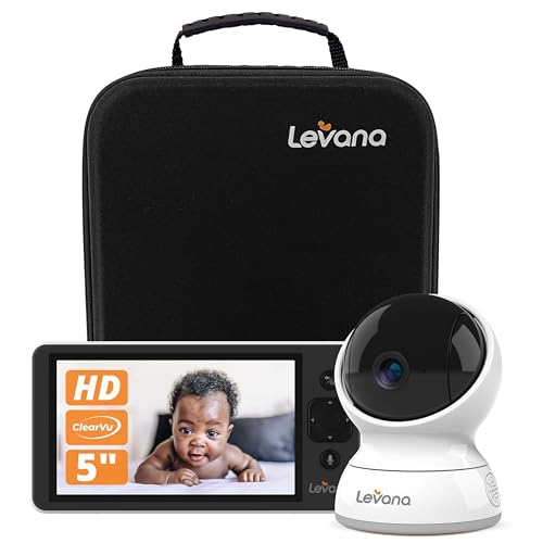 Levana Ella Video Baby Monitor, NO WIFI, 720P HD PTZ Camera & 5” 720P HD Monitor, Up to 4 Days Battery, Up to 1000ft. Range Two-Way Talk & Night