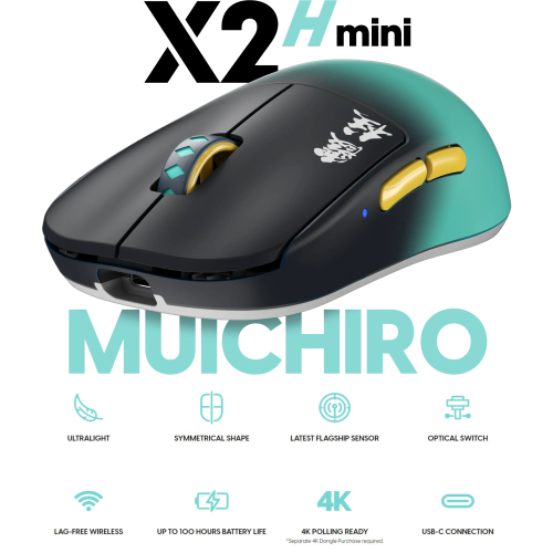 Pulsar X2H Mini Demon Slayer Wireless Gaming Mouse Ultra-Lightweight 53g, PAW3395 26K DPI Sensor, Optical Switches, Symmetrical Design High Hump