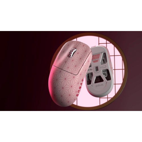 Pulsar X2 V2 Mini Demon Slayer Wireless Gaming Mouse Ultra-Lightweight 52g PAW3395 26K DPI Sensor Optical Switches Symmetrical Design, Lag-Free