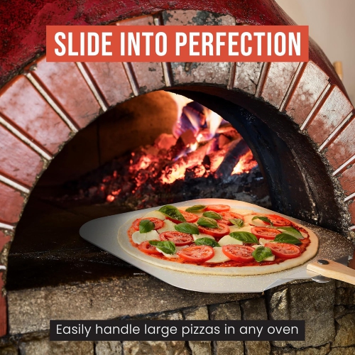 Chef Pomodoro Aluminum Metal Pizza Peel with Foldable Wood Handle for Easy Storage