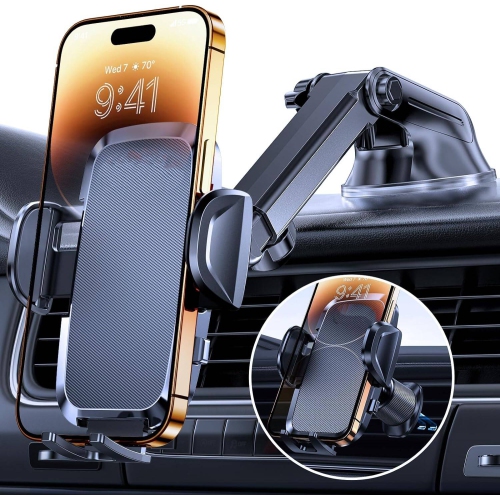 Miracase Car Phone Mount,Hands Free Cell Phone Holder Compatible With All Mobile Phones,Long Arm Universal Phone Holder For Car Dashboard Windshield