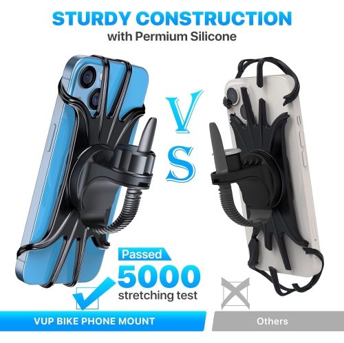 Bike Phone Mount, Cell Phone Holder for Bike Motorcycle Bicycle, 360°Rotatable Universal Silicone Compatible with iPhone 15 Pro Max /14/13/12, All