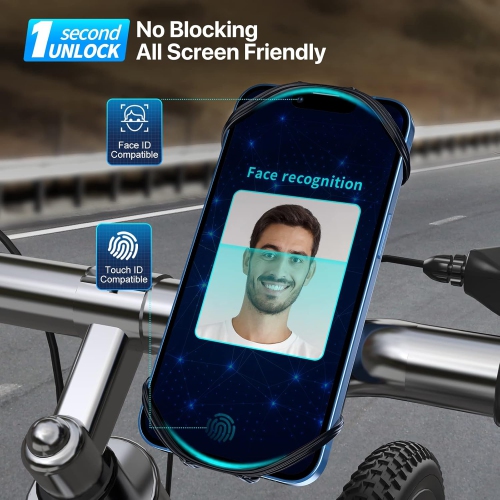 Bike Phone Mount, Cell Phone Holder for Bike Motorcycle Bicycle, 360°Rotatable Universal Silicone Compatible with iPhone 15 Pro Max /14/13/12, All