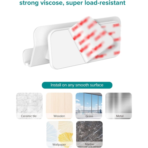 Wall Mount Phone Holder,Hands Free Wall Mount Phone Holder with Adhesive Strip Wall Mount Phone Holder for Bedroom Living Room Kitchen Compatible