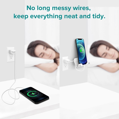 Wall Mount Phone Holder,Hands Free Wall Mount Phone Holder with Adhesive Strip Wall Mount Phone Holder for Bedroom Living Room Kitchen Compatible