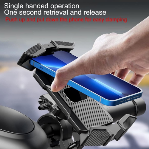 Bike Handlebar Phone Holder,Motorcycle Phone Mount Motorcycle Handlebar Cell Phone Clamp,Phone Clip for iPhone 11/12/13/14 Series,and More 4.7" -