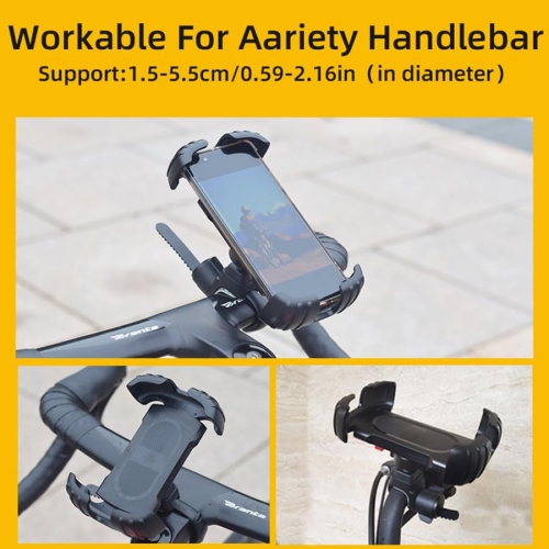 Bike Handlebar Phone Holder,Motorcycle Phone Mount Motorcycle Handlebar Cell Phone Clamp, Scooter Phone Clip for iPhone 11/12/13/14 Series，and More