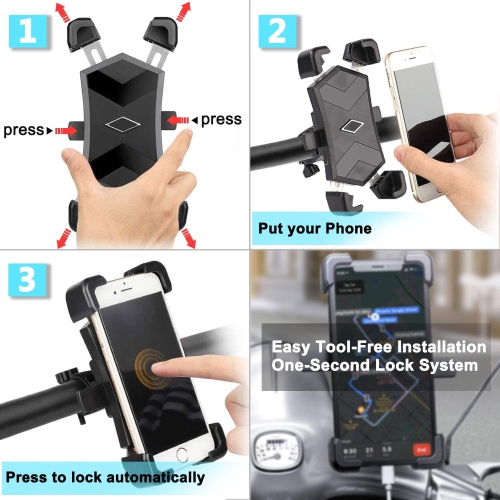 Bike Phone Mount, Bicycle Motorcycle Phone Mount Holder Handlebar Cell Phone Clamp