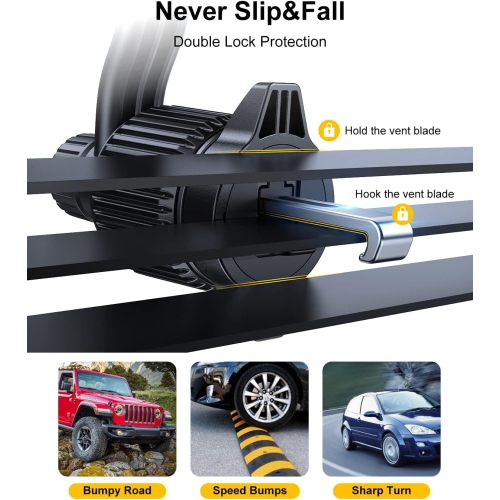 Car Vent Phone Mount,Hands-Free Universal Extension Clip Air Phone Holder Car Fit for All Phones iPhone Samsung More, Black