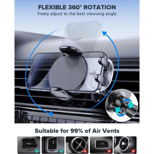 Car Vent Phone Mount for Car [Military-Grade Hooks] Phone Stand for Car Air Vent Clip Cell Phone Holder for iPhone, Smartphone, Automobile Cradles