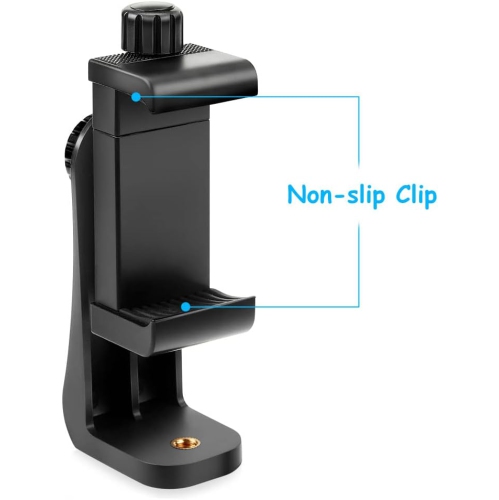Adaptateur de trépied universel pour téléphone cellulaire, pince ajustable, convient à Samsung et à tous les téléphones, pivote à la verticale et à